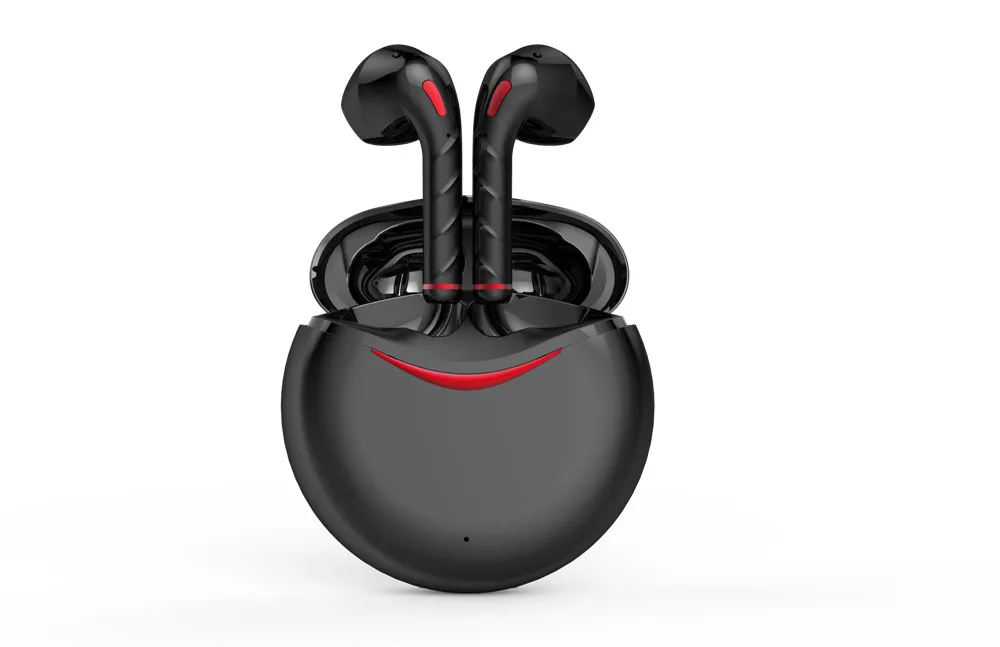 TWS отпечатков пальцев сенсорный Bluetooth 5,0 наушники earburds чехол HIFI 6D стерео беспроводные наушники игровые гарнитуры с шумоподавлением - Цвет: Black