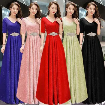 

2020 Sale Rushed Bridesmaid Dresses Long Chorus Spring Performance Dress Female Conductor Show Thin Host Evening Student Modern