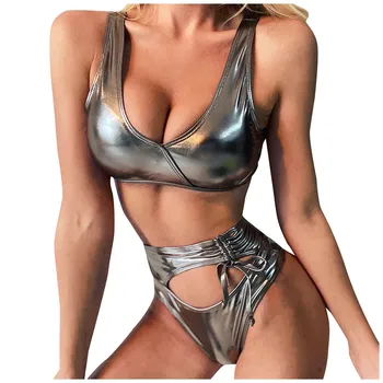 

2020 New Women Sexy Bikinis Tow-Piece Swimsuit Backless High Wasit Bandage Bikini Beach Swimwear Beach Wear Swim #4.27
