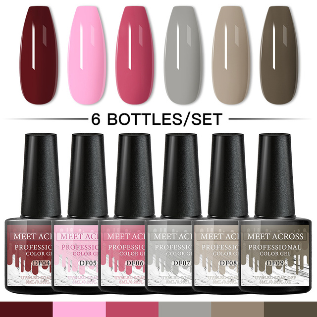 Gel Nail Polish Set With Top Base Gel Glitter Color Semi Permanent UV Led Gel Varnish Soak Off Nail Lacquers