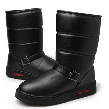 

Winter Round Toe Ankle Boots Men Pu Leather Winter Shoes Men Plus Size Sneakers Botas Hombre Winter Men Warm Snow Boots Male