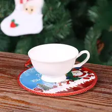 Christma двухсторонний керамический пробковый круглый подстаканник термостойкий водопоглощающий противень чашка коврик с подвесной веревкой Рождественский орнамент