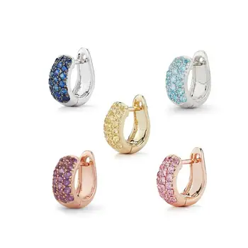

LOZRUNVE Fashion 925 Sterling Silver Gold Filled Rainbow Multi Color Hoop Earring