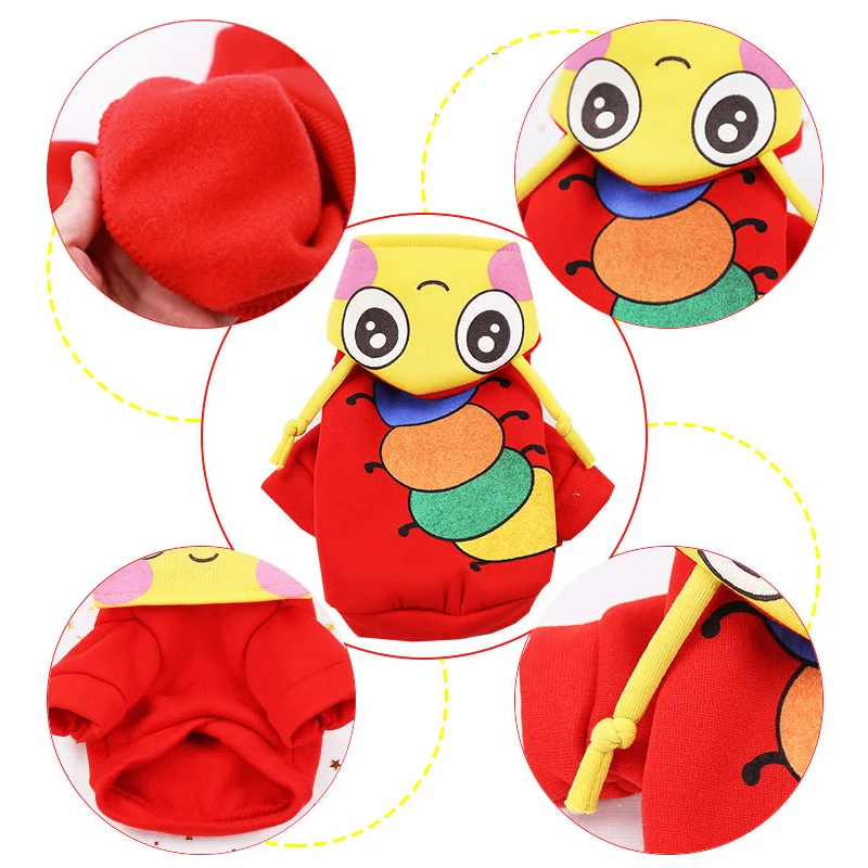 Pet Clothes Catoon Cat Clothes Dog Hoodies Winter Warm Cat Coat Jacket For Small Dog Halloween Costume Festival Suit Outfit