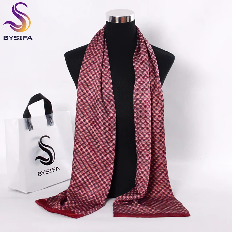 Black Red Long Scarves For Men Fashion Accessories Male Pure Silk Scarf Cravat Winter Flowers Pattern Scarf 160*26cm Knitted Scarf Cashmere Scarf Tactical Scarf Neck Wrap Fleece Scarf Polar Fleece Scarf