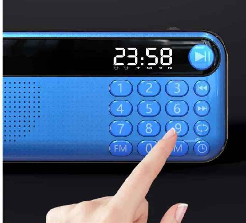 Портативный fm-радио наружный динамик для дома TF карта u-диск музыкальный плеер мини mp3 часы Выход для наушников 18650 аккумуляторная батарея