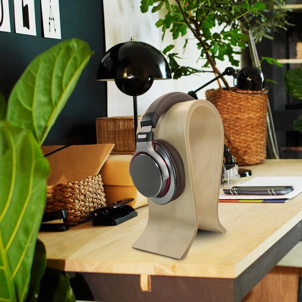 Wood Headphone Stand Wooden Brich Headphones Display Stand Wood Headset Holder Desk Display Hanger For All Headphone Size