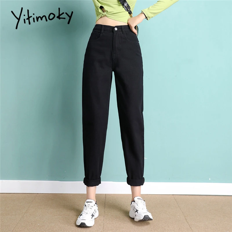 Harem Pants Jeans Women Fashion Clothes Ripped Vintage Streetwear Yitimoky Black Blue