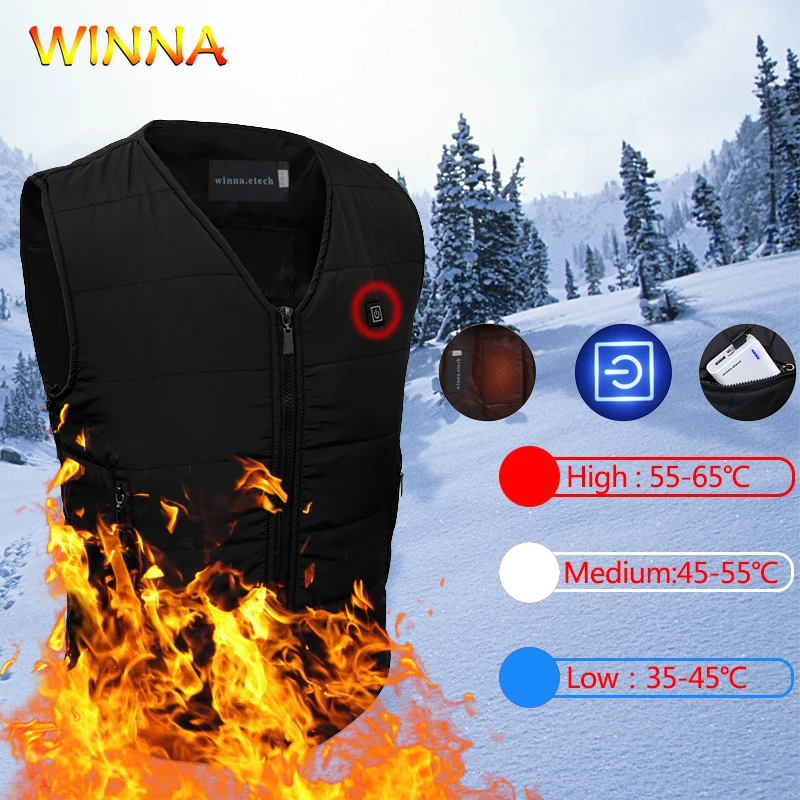 Smart USB Heated Vest Carbon Fiber Heating Cotton Vest Winter Flexible