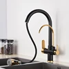 Black Gold Filter Kitchen Faucets Pure Water Rotatable Dual Spout Kitchen Faucet Dual Handles Filtered Mixer Tap For Kitchen ► Photo 2/6
