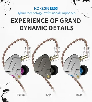 

KZ Zsn Pro In Ear Monitor Metal Earphones Hybrid Technology Hifi Bass Earbuds Sport Noise Cancelling Headset 2Pin