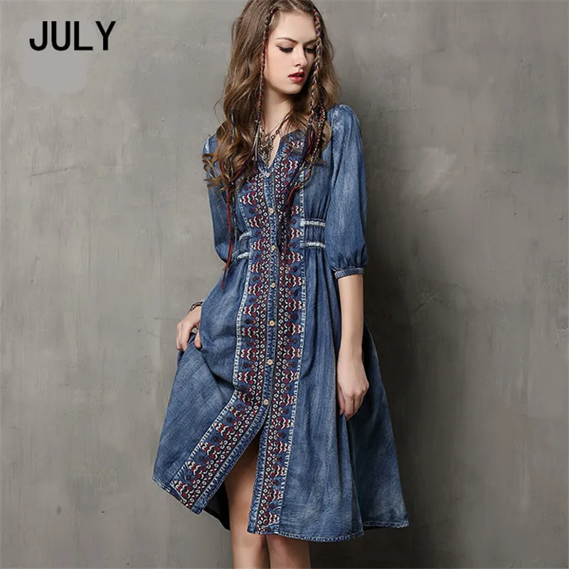 Винтажное Ковбойское Vestidos осеннее винтажное хлопковое платье с коротким рукавом и v-образным вырезом, универсальные свободные женские платья на шнурке