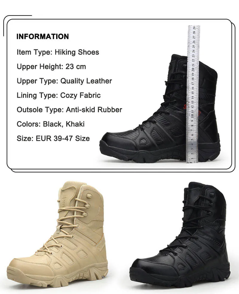 Мужские тактические военные ботинки; зимние кожаные водонепроницаемые ботинки для пустыни; армейские рабочие ботинки; мужские Ботильоны; большие размеры