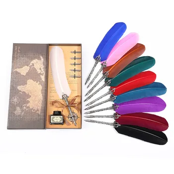 

Thanksgiving gift box European and American retro feather pen dip pen pen Christmas gift