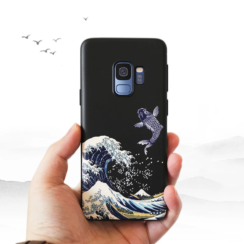 Чехол для Samsung Galaxy S20 Ultra Plus S9 S8 S7 S6 edge 3D рельефный матовый мягкий чехол накладка