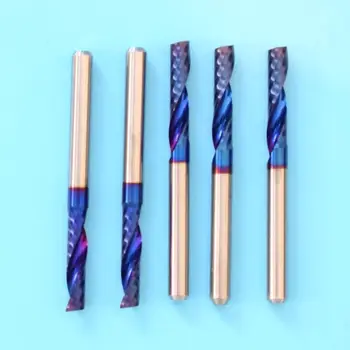 

10Pcs Nano Blue Coating Milling Cutter CNC Router Bits Single Upcut End Mill Set M7DA