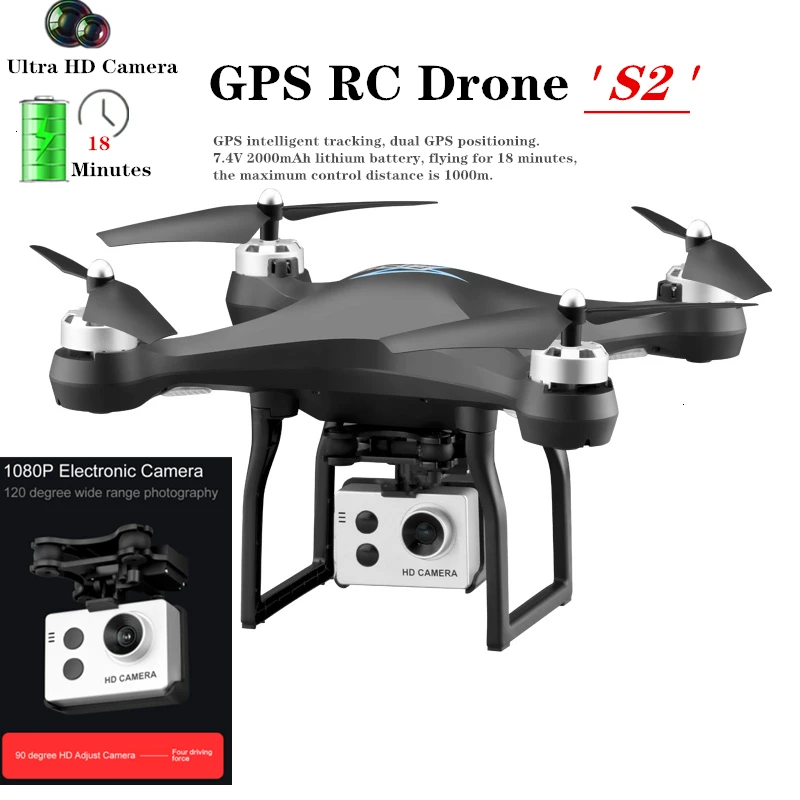 S2 Дрон с gps с 5G WiFi 1080P HD широкоугольная электронная камера gps Intellgent следующий Квадрокоптер Fly 18 mins игрушка VS F11 SG906