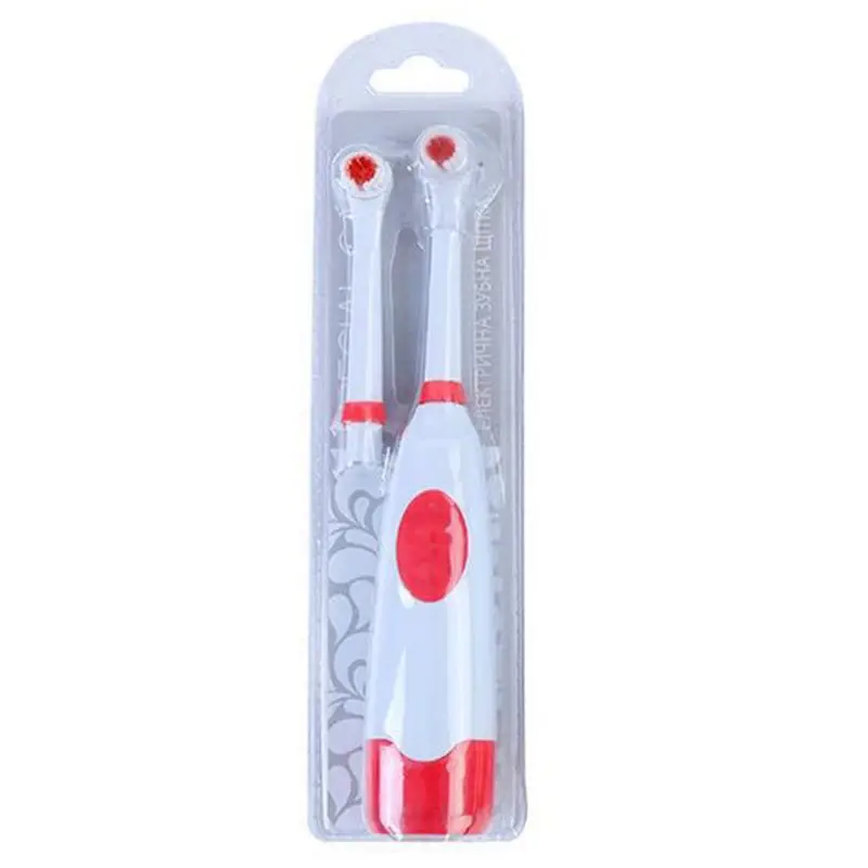 1 набор вращающихся автоматических головок для гигиены полости рта, электрическая зубная щетка с батарейным управлением - Цвет: Красный