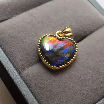 

B220 Fine Jewelry Canada Origin 925 Sterling Silver Nature Ammonite Gems Ammolite Gemstones Unisex Pendants Necklaces