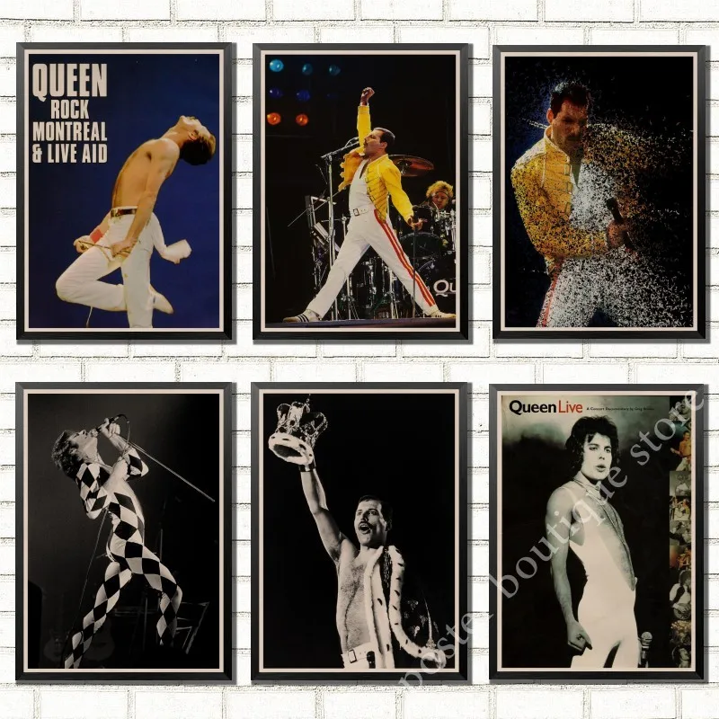С группой Queen музыкальный постер из крафт бумаги Freddie Mercury винтажная
