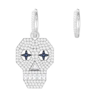 SOELLE Luxury Brand 925 Sterling Silver Asymmetric Pop Skeleton Earrings Blue eye Zircon skull AB Earrings Fine Women Jewelry