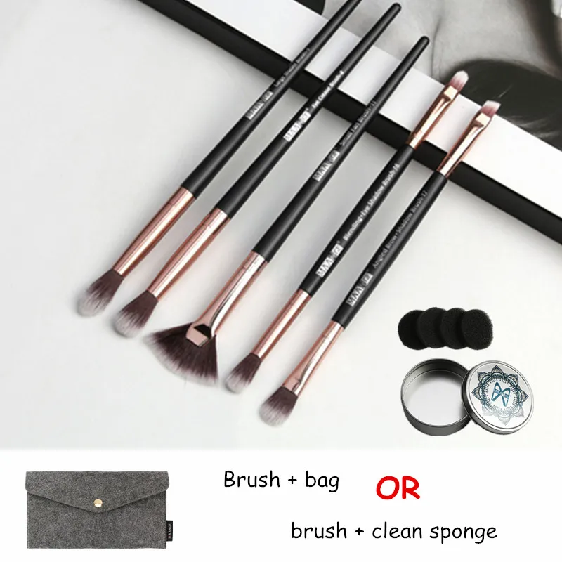 

5pcs Makeup Brushes Set With Bag Clean Sponge Eye Shadow Blending Eyebrow Fan Brushes Cosmetic Portable Eye Brush Set maquillaje