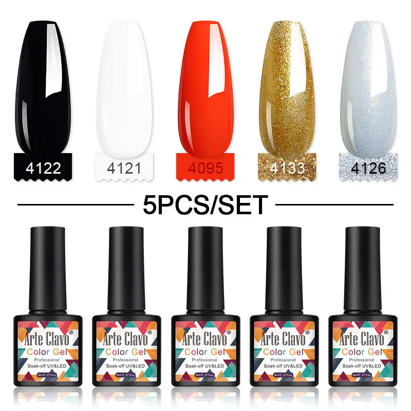 ArteClavo5PCSGelVarnishHybridNailGelPolishSetForManicure