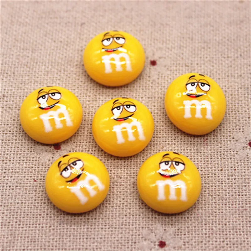 yellow 20pcs 20 шт 16 мм смешанные цвета смайлик печатные смолы Шоколадные Бобы м круглые плоские с оборота Кабошон DIY заколки для волос ремесло скрапбук - Цвет: yellow 20pcs