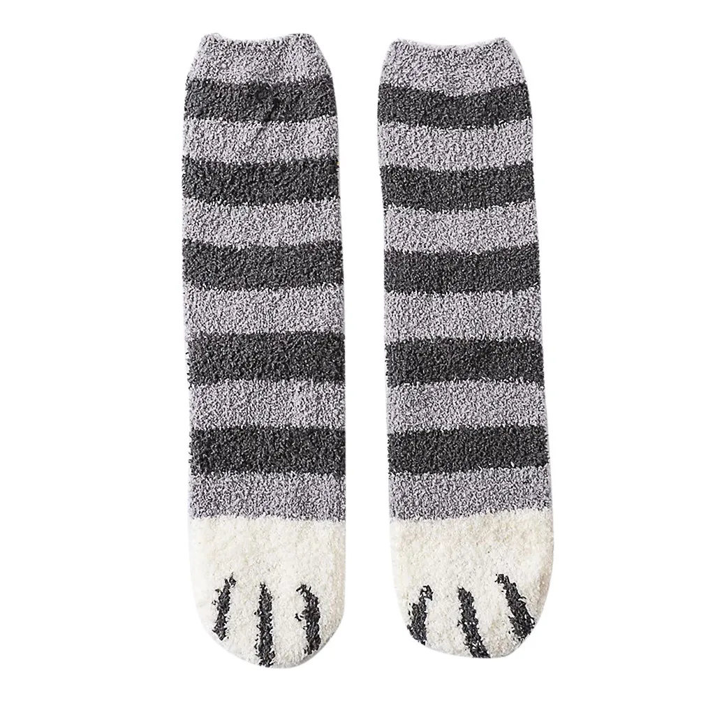 Womail длинные носки для женщин Зимняя симпатичная кошачья лапа коралловый женский набор носков теплые носки для женщин зима - Color: GY