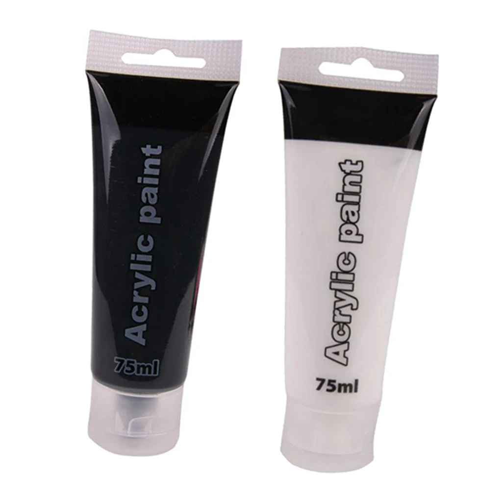 

2x Acrylic Paint Waterproof Pigment Adults Craft Drawing Coloring Black