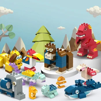 

Big Particle Blocks Compatible Duploed Creative Animal Big Size DIY Building Blocks Early Educational Brick Toys For Children