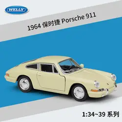 Welly 1:36 литая металлическая модель автомобиля игрушка для Porsche 911 1964 игрушечная машинка из сплава модель с функцией оттягивания для детского