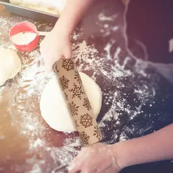 

Wood Christmas Gift Embossed Rolling Pins Embossing Baking Cookies Tool