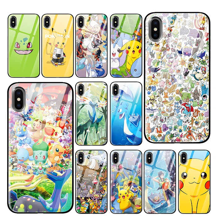 Pikachue японское аниме для iPhone 5 5S 6 6s 7 8 Plus X XS XR 11 Pro макс. закаленное стекло чехлы