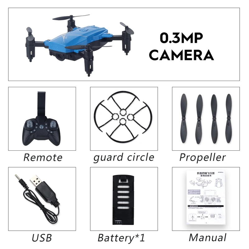 Радиоуправляемый вертолет Квадрокоптер игрушечные Дроны для детей мини-Дрон с камерой HD Профессиональный складной Дрон режим удержания высоты Детская игрушка - Цвет: Blue 0.3MP Camera