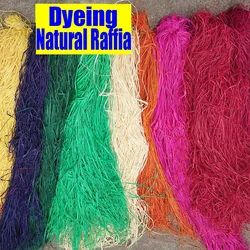 Corde de raphia naturelle véritable, ruban de paille de teinture, matériel de tissage fait à la main pour tricoter des chapeaux, sacs, paniers, décor d'emballage de chaise 