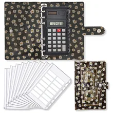 

A6 Clear Daisy Binder Budget Notebook and 12 Binder Zipper Pockets, Refillable Folders Cash Envelopes Planner Wallet Organizer