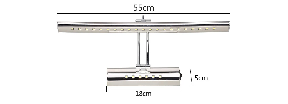 Светодиодный зеркальный передний светильник для ванной 7 Вт 9 Вт переменный ток 90-265 в водонепроницаемый туалетный светильник из нержавеющей стали настенный светильник с выключателем