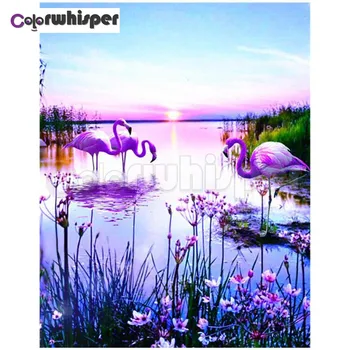 

Diamond Painting Full Square/Round Dril Purple Flamingo Sunset 5D Daimond Painting Embroidery Cross Stitch Picture Z936