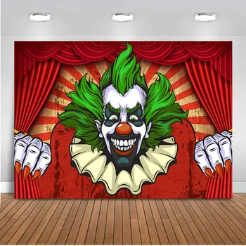 

Cartoon Clown Backdrop for Photography Circus Show Boy Birthday Party Photo Background Clown Mask Frightened Backdrops Props