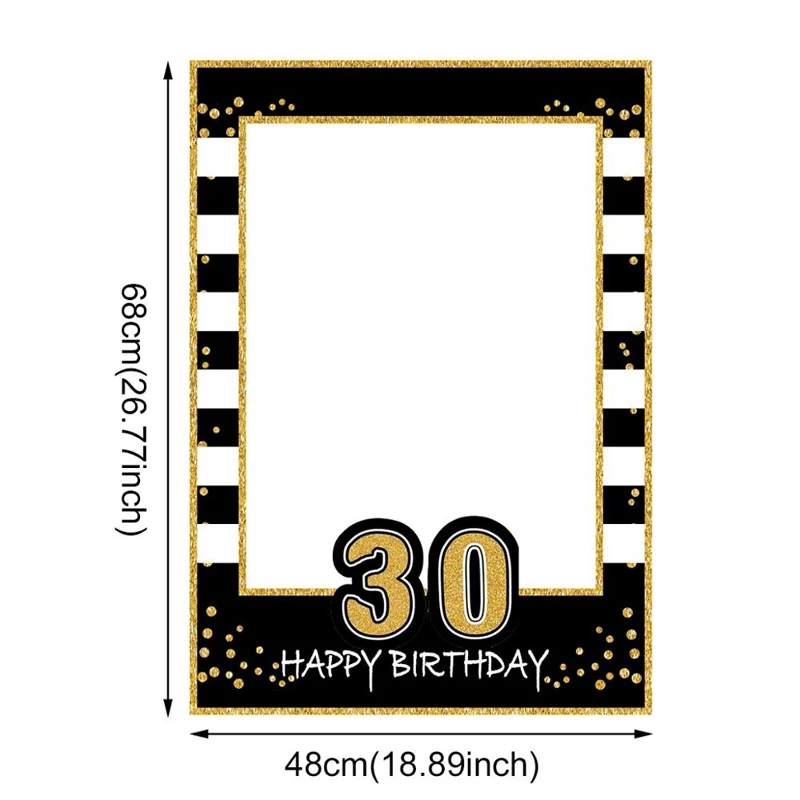 18/21st/30/40/50th Selfie Fake Frame Photo Booth Props Happy Birthday Party Tool 