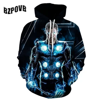 

2019 Avengers Men's Hoodie Fashion Mens Thor 3d Print Pullover Street Casual Cosplay Sweatshirt 6XL