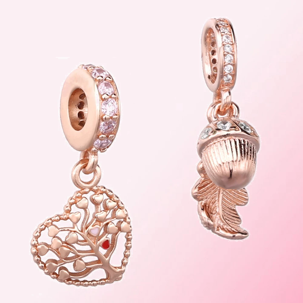 Осень,, 925 пробы, серебро, 1:1, роза, страна чудес, дерево любви, подвеска, шарм, роза, желудь и лист, подвеска, подвеска