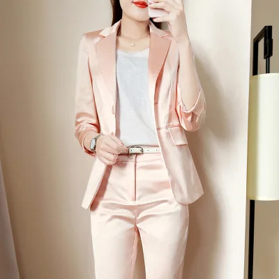 Pink blazer Весенний маленький костюм офисный деловой костюм женский пиджак модный тонкий Женский Повседневный красивый костюм feamle W913 - Цвет: Pink blazer