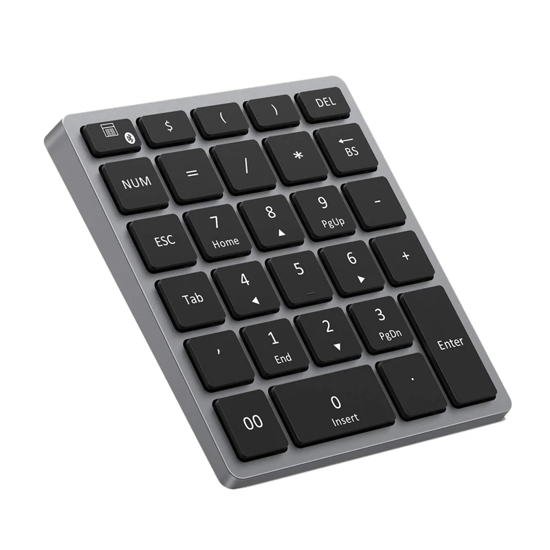 

Numeric Keypad Rechargeable, Portable Wireless Bluetooth 28-Key Number Pad for Tablet, Laptop, Notebook, PC, Desktop (Grey)