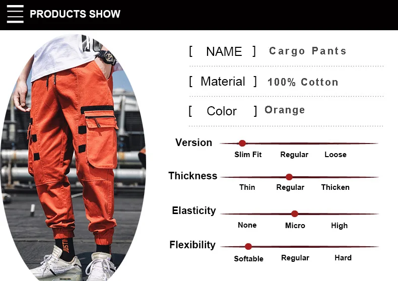 4XL размера плюс оранжевые брюки карго мужские карманы на молнии Японская уличная одежда брюки карго для мужчин летние шаровары спортивные штаны повседневные