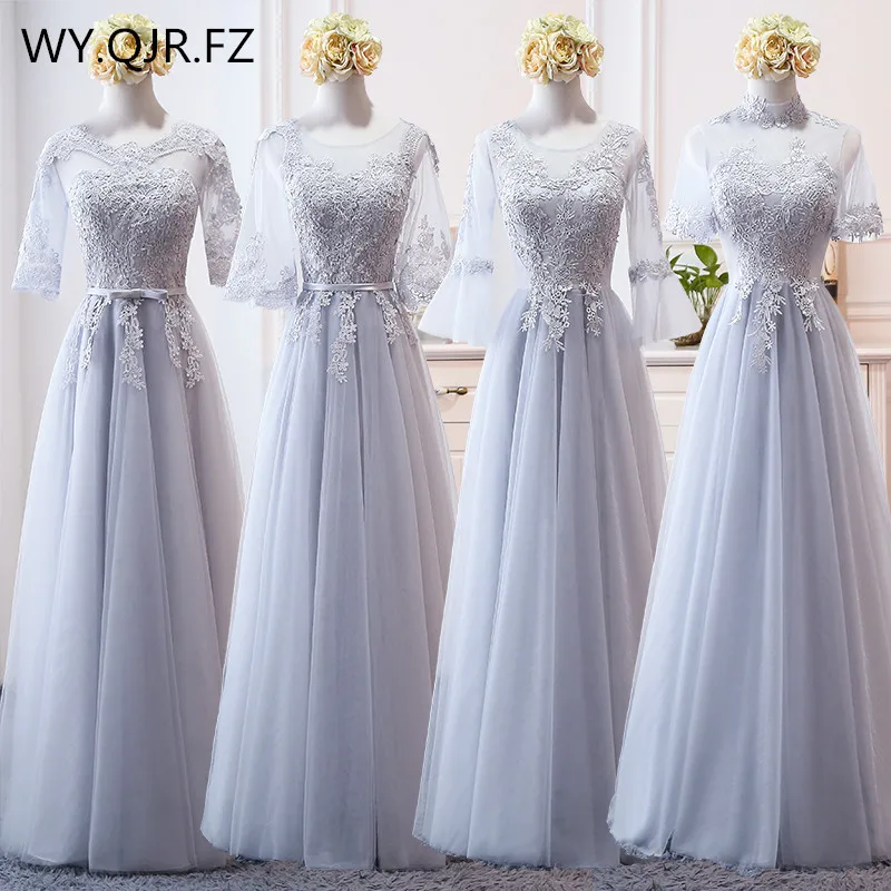

MNZ-9858H#Bridesmaid's Dress Medium sleeve and Long-style New Winter of 2019 Lace up Gary Christmas dresses girls wholesale