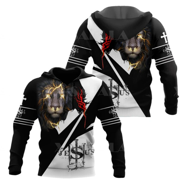 con capucha para hombre y mujer, ropa de calle con estampado 3D boxeo cristiano, Jesús, León, Harajuku, con cremallera, informal, 3| Sudaderas con capucha y -