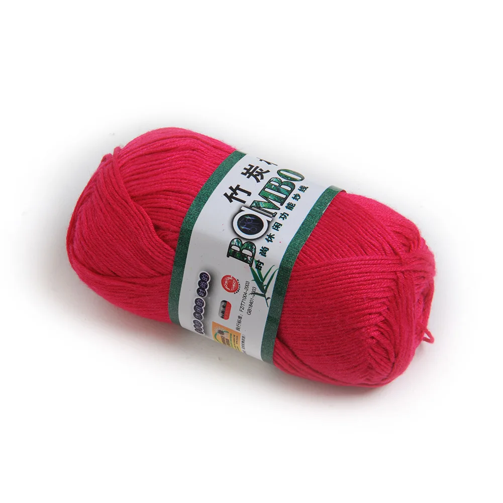 Rose Red Популярные цвета супер мягкая натуральная гладкая бамбуковая хлопчатобумажная трикотажная пряжа - Цвет: Rose Red