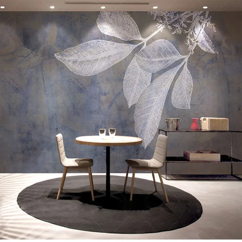 Custom-Mural-Wallpaper-Modern-Fashion-Blue-Lines-Leaves-Nordic-Textured-Wallpaper-Non-woven-Living-Room-TV (1) - 副本